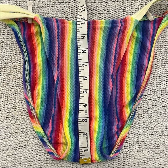 Vintage 90’s Sassafras Rainbow Striped String Beachy Bikini Size S/M - Picture 11 of 15